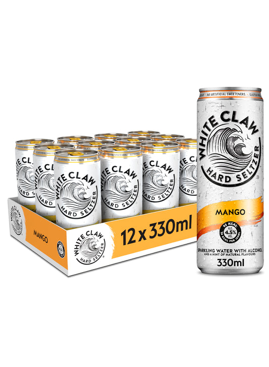 PACK LATAS BEBIDA ALCOHÓLICA CON GAS WHITE CLAW MANGO 33 CL X 12 UDS