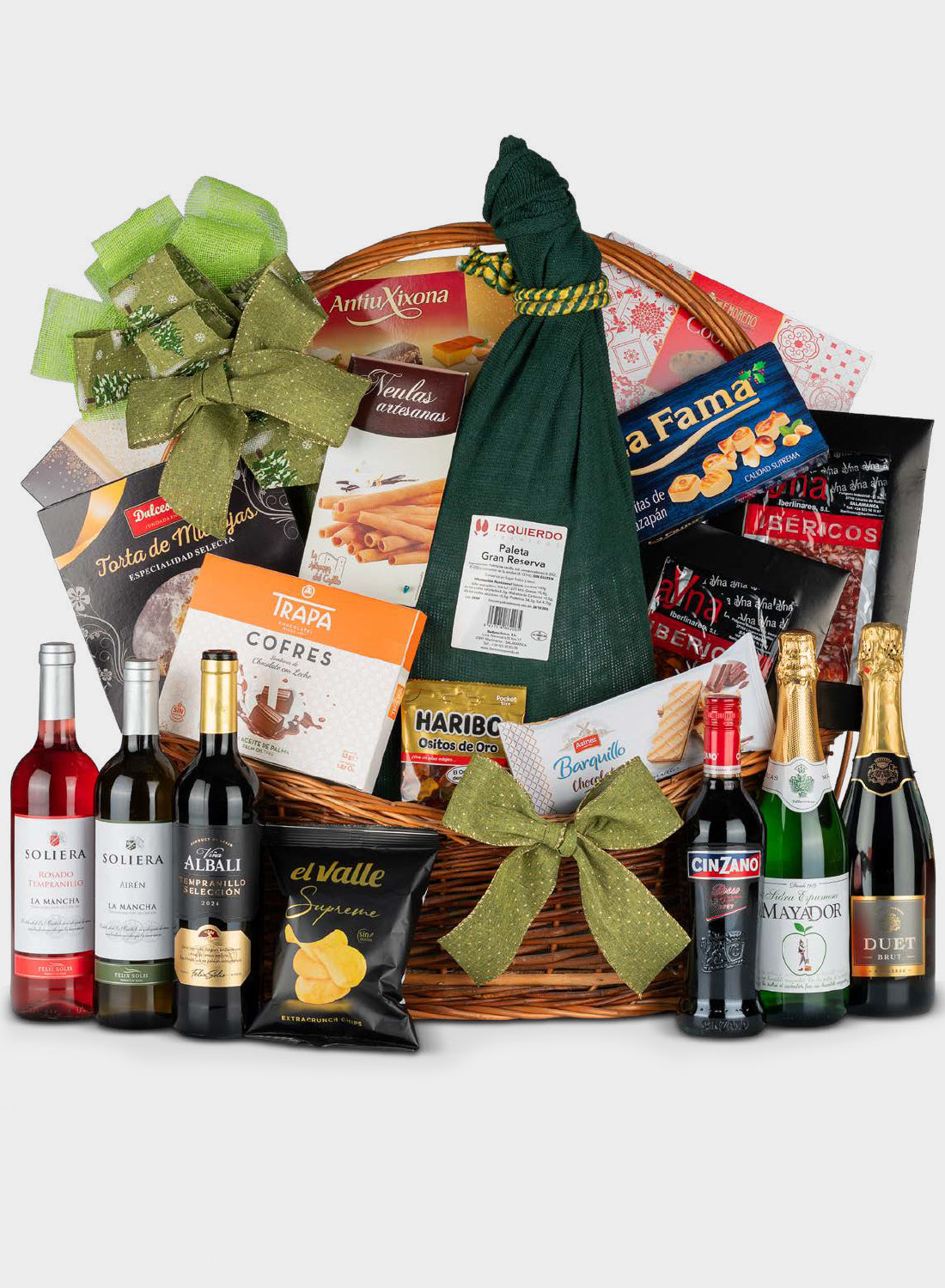 Cesta Navideña Nº 34 – Set Gourmet Navideño con Vinos D.O., Cava y Paleta Gran Reserva