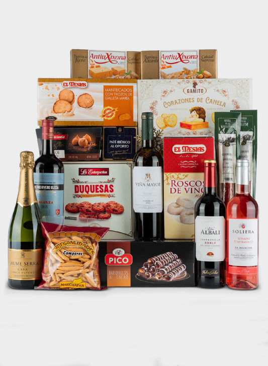 Lote Navideño Nº 8 – Set Gourmet de Navidad con Vinos Selectos, Cava y Embutido Ibérico