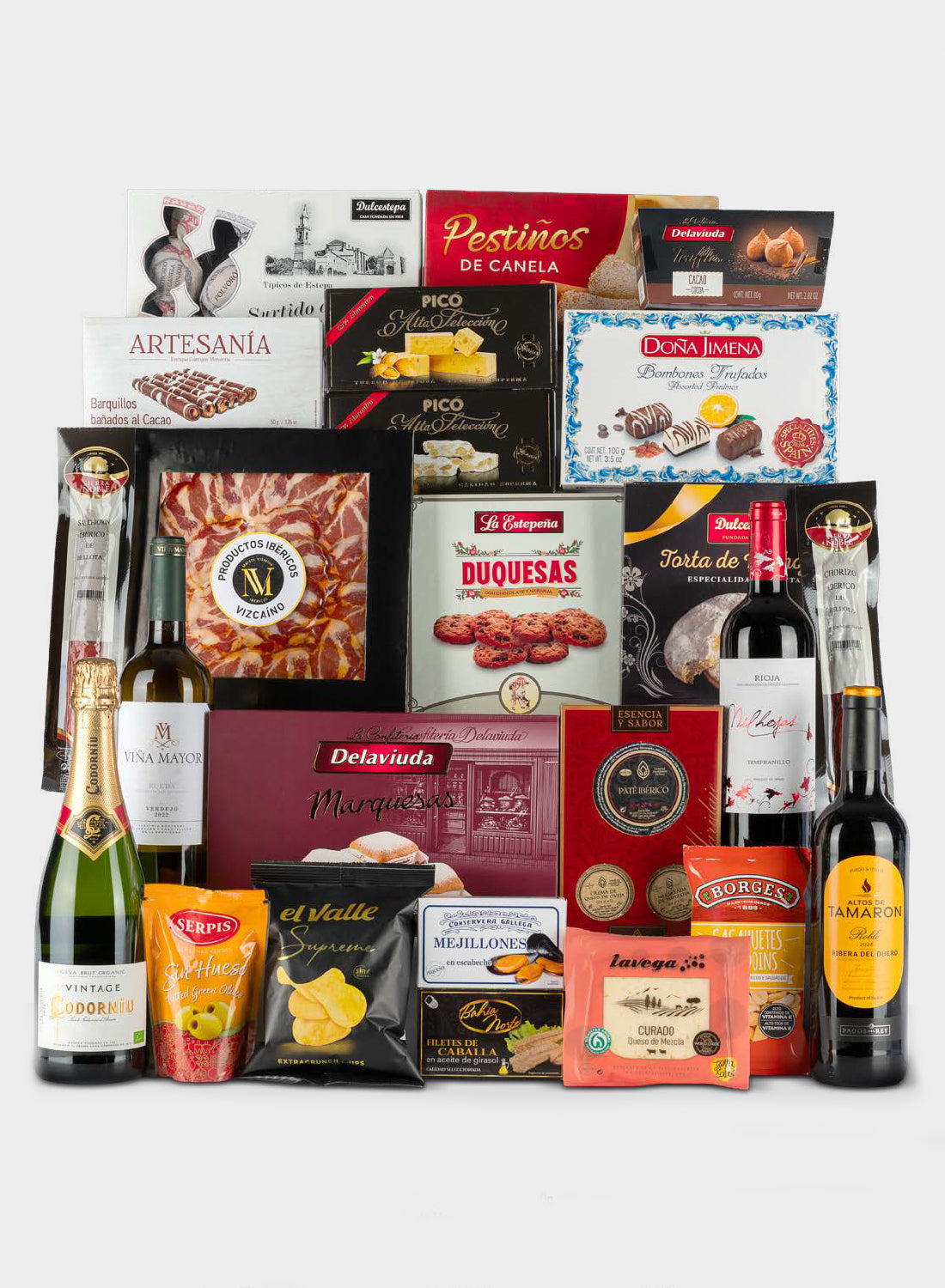 Lote Navideño Nº 12 – Set Gourmet de Navidad con Vinos D.O., Cava, Embutidos Ibéricos y Dulces Premium