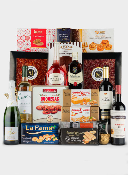 Lote Navideño Nº 13 – Set Gourmet de Navidad con Ibéricos, Whisky, Cava y Vinos Reserva
