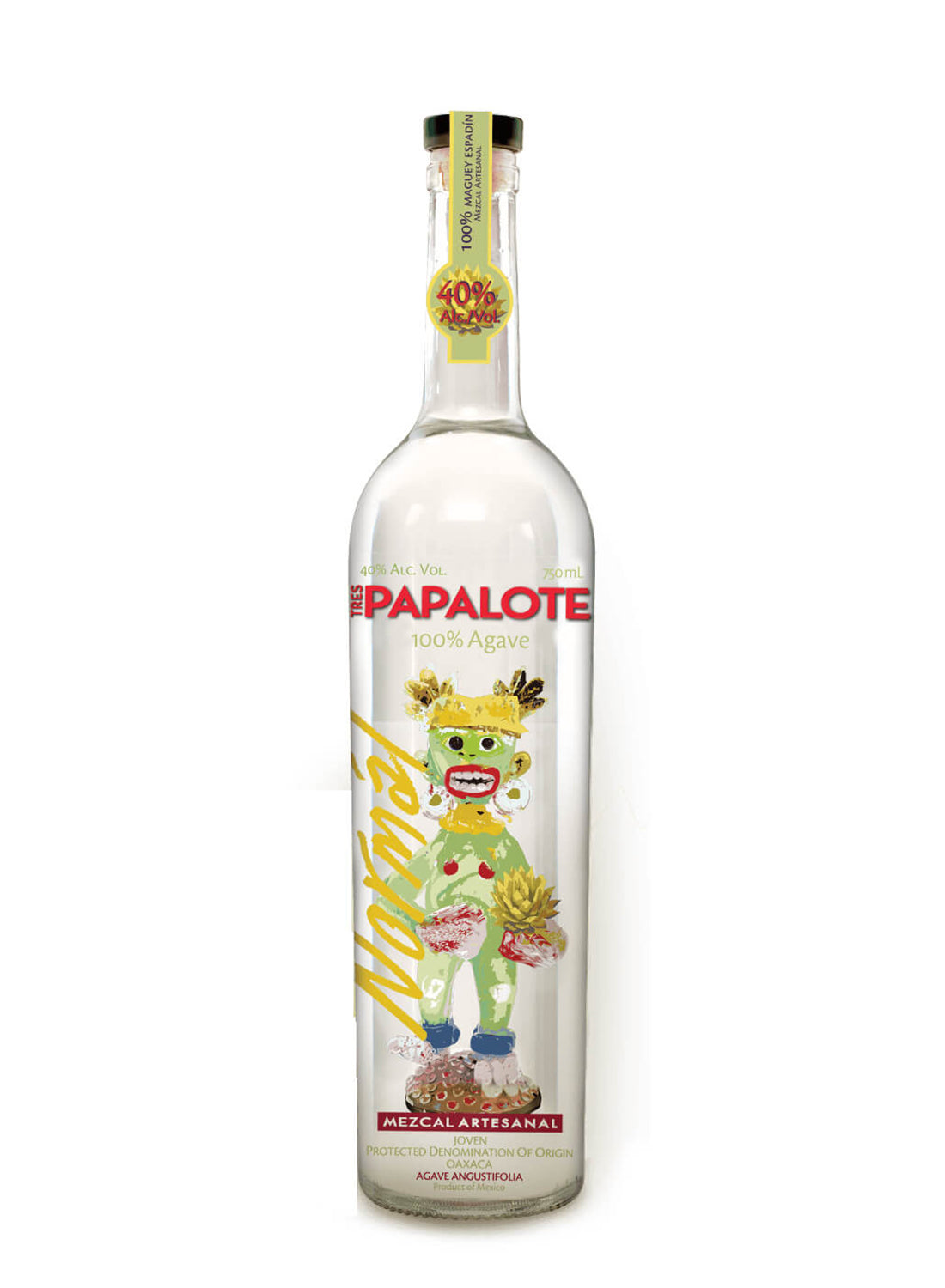 MEZCAL TRES PAPALOTE 100% AGAVE CUPREATA 70 CL