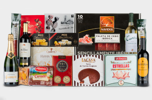 Lote Gourmet Navideño Nº 19 – Set Navideño con Vinos D.O., Cava y Paleta de Cebo Ibérica Navidul