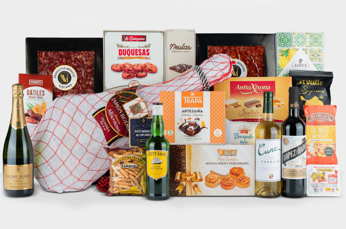Lote Gourmet Navideño Nº 20 – Selección Premium con Jamón Bodega, Vinos D.O. y Whisky Cutty Sark