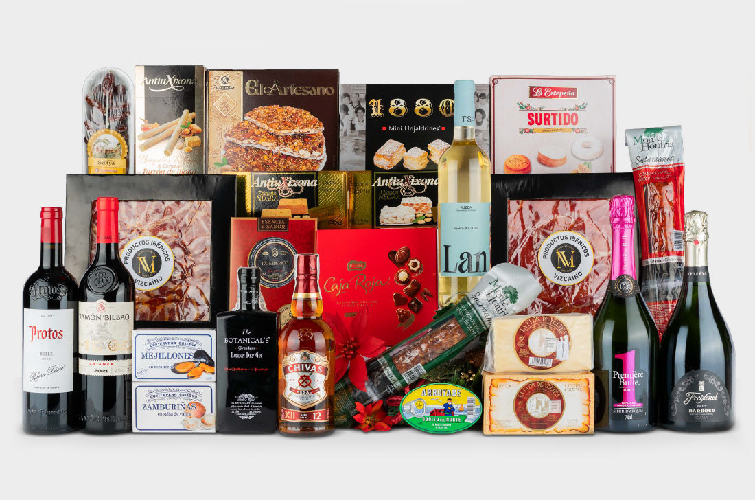 Lote Gourmet Navideño Nº 22 – Selección Premium con Doble Cava, Chivas Regal y Jamón Ibérico Vizcaíno