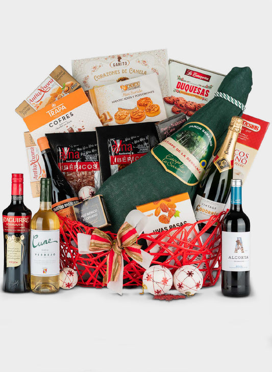Lote Navideño Nº 39 – Set Gourmet con Vinos D.O., Cava y Jamón Serrano Gran Reserva