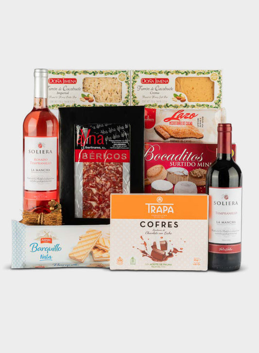 Lote Navideño Nº 2 – Set Gourmet de Navidad con Vinos, Dulces y Embutido Ibérico