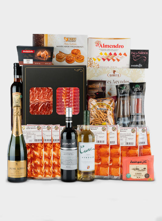 Lote Navideño Nº 611 – Set Gourmet de Navidad con Vinos D.O., Cava y Selección Ibérica