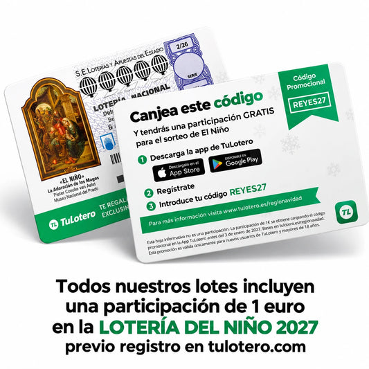 Participación de 1 euro en la Lotería del Niño 2027 incluida en todos los lotes